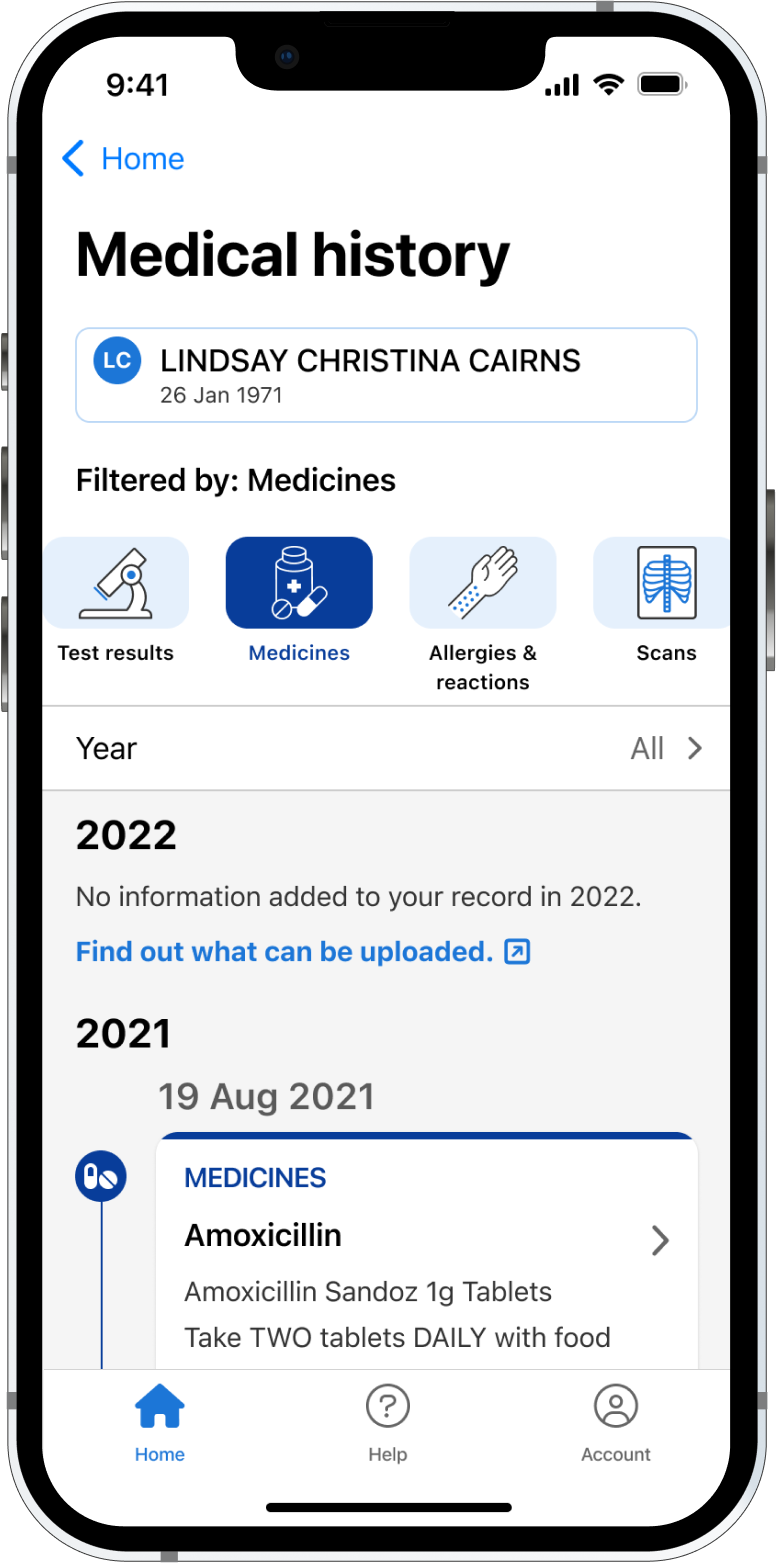 my health app view medicine information screenshot