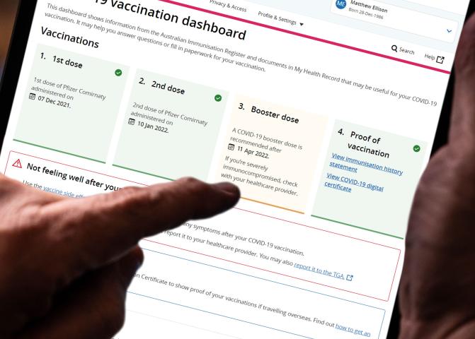 Static image of the COVID19 vaccination dashboard