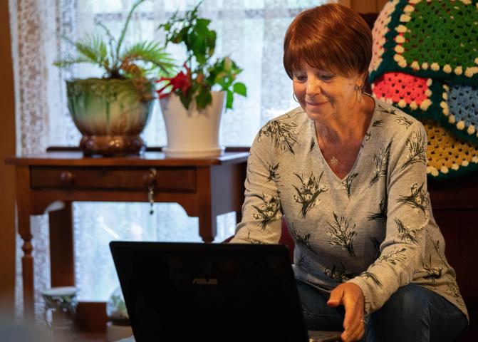 Older lady using a laptop