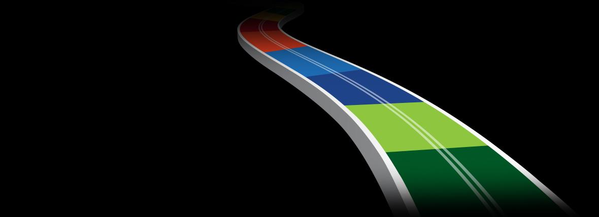 National Digital Health Strategy roadmap - graphic of road with multi-coloured panels of red, blues and greens with black background - same graphic on the cover of roadmap document