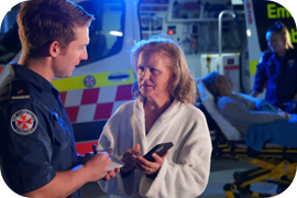 Paramedic with woman