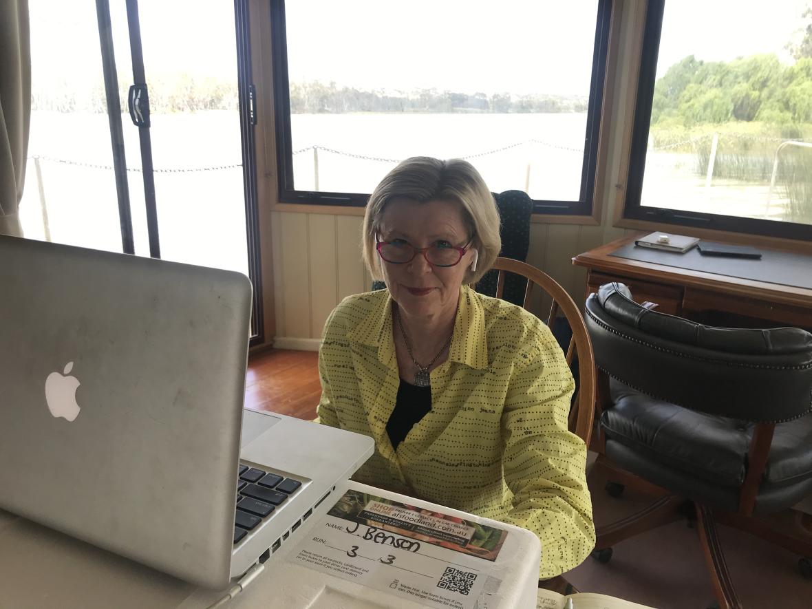 Dr Jill Benson delivers telehealth to Tjuntjuntjara from her houseboat on the Murray River