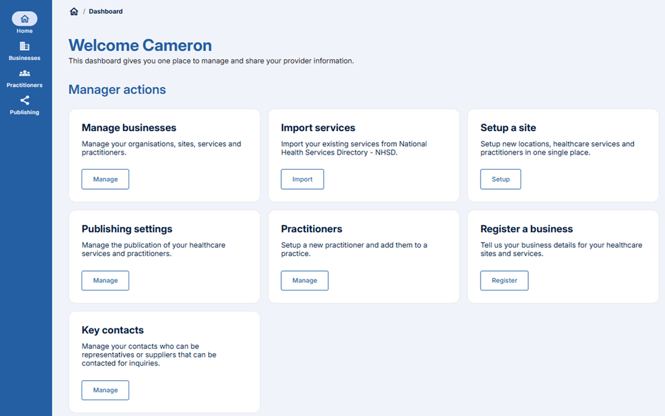 Add or manage key contacts screenshot
