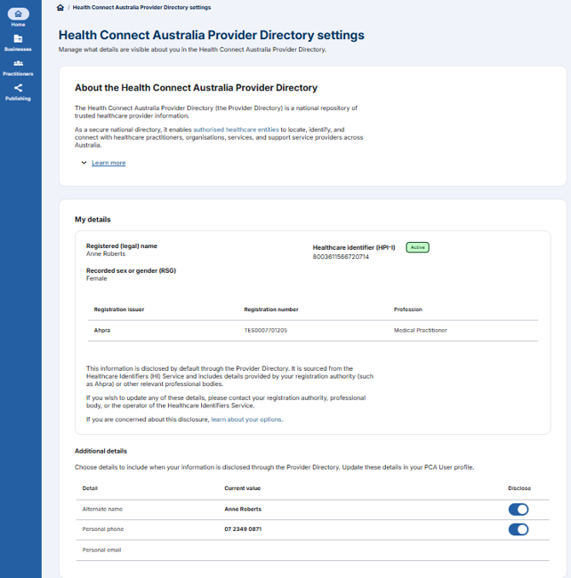 Screenshot of the Health Connect Australia Provider Directory welcome screen.