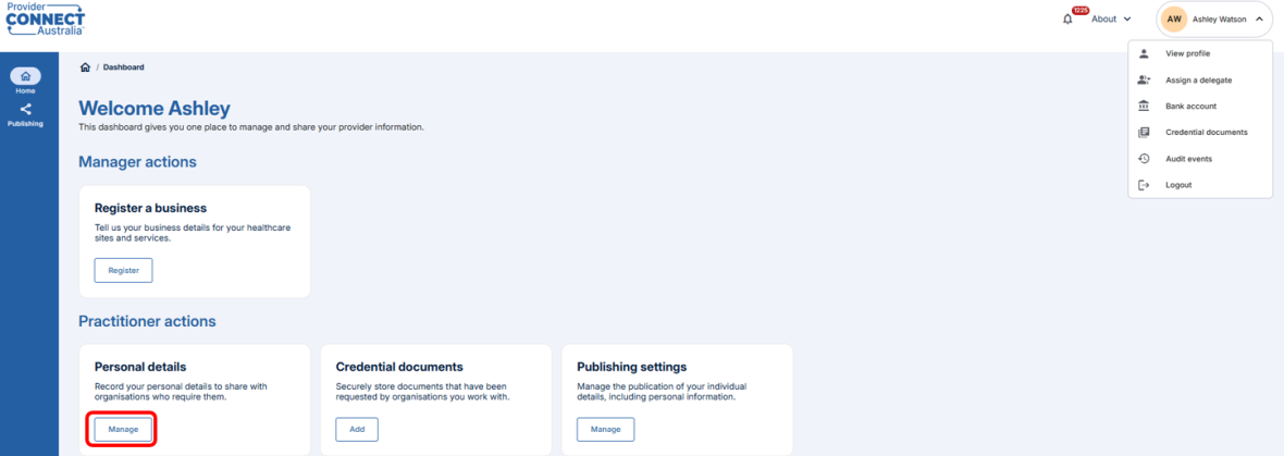 Add or manage personal contacts screenshot