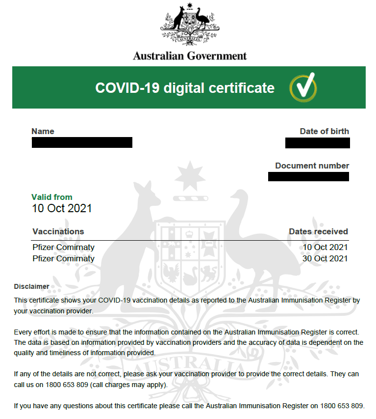 covid digital certificate