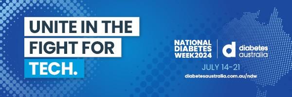 Diabetes Australia banner: Unite in the fight for tech.