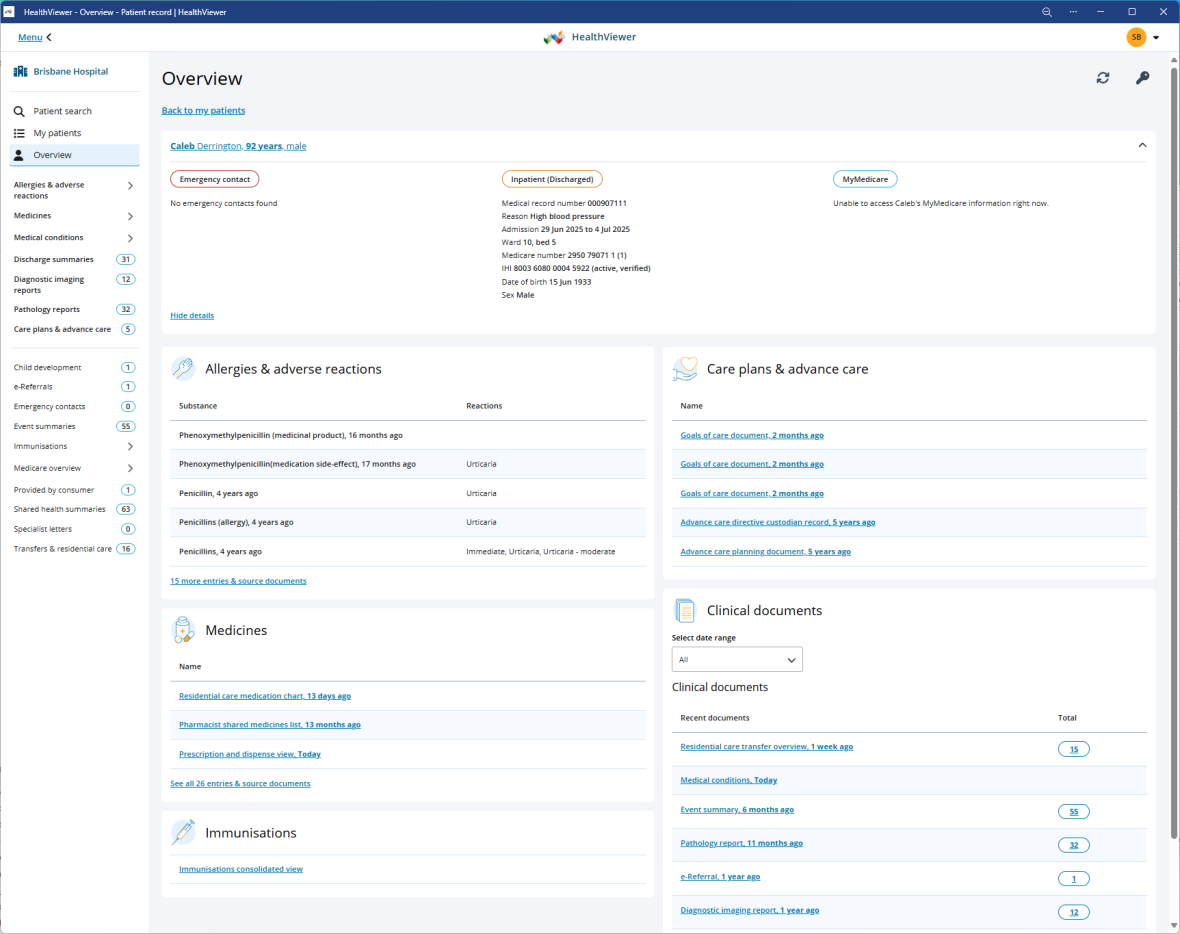 Screenshot of Health Viewer