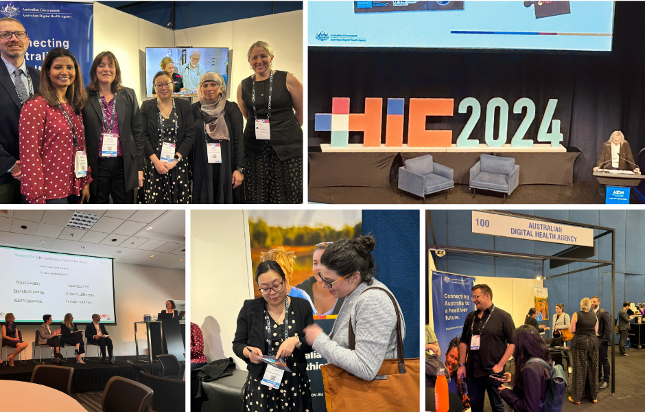 Collage of photos including Agency staff and others at the HIC2024 Conference in Brisbane on 5–7 August 2024.