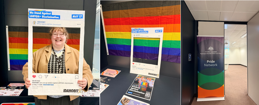 Jema Brown, Partnerships Lead for Aboriginal and Torres Strait Islander Digital Health, attending the IDAHOBIT event hosted by the Department of the Prime Minister and Cabinet.