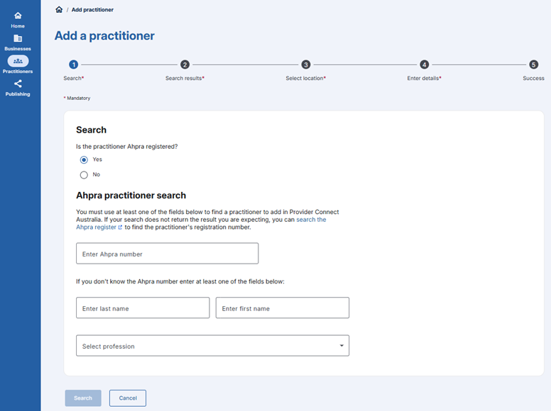 Link or update practitioners to a healthcare service screenshot