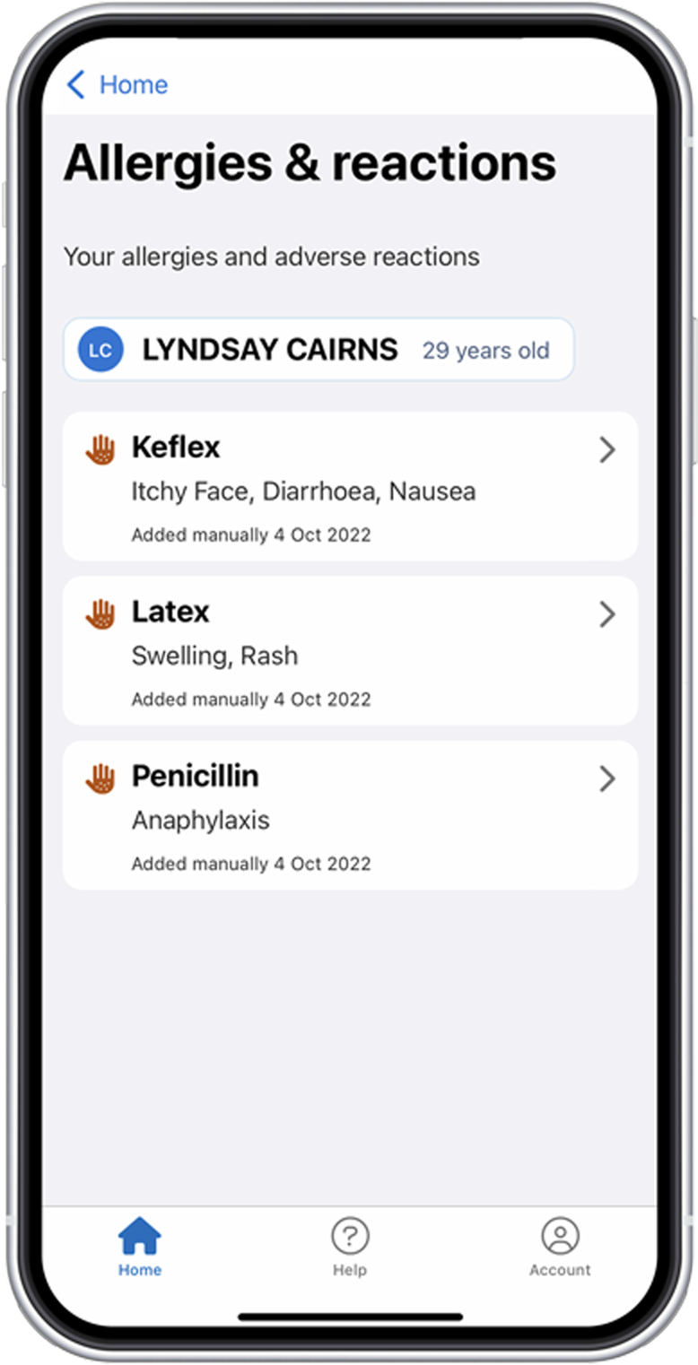 my health app allergies