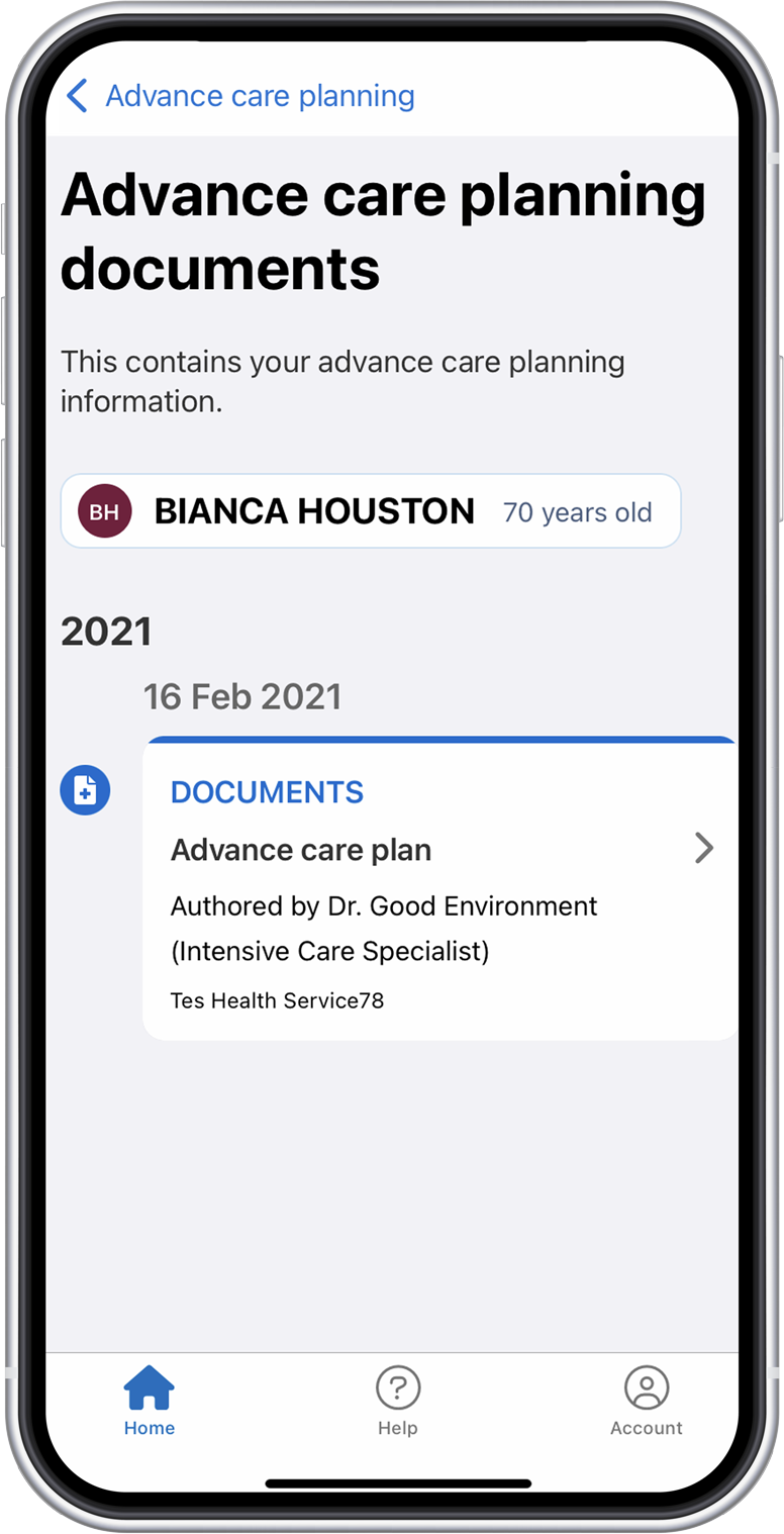 my health app advance care planning documents
