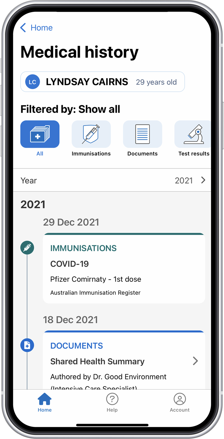 my health app medical history