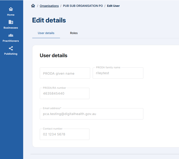 PCA - Click on the practice managers name tile