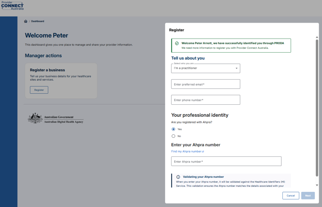 A screenshot of the PCA Portal Welcome screen.