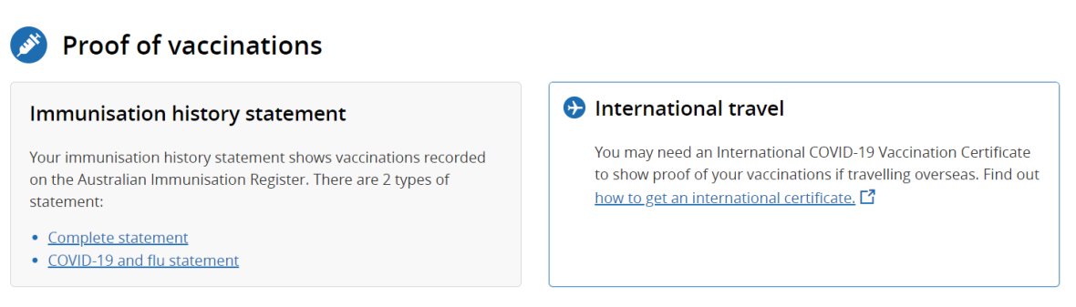 proof of vaccination links