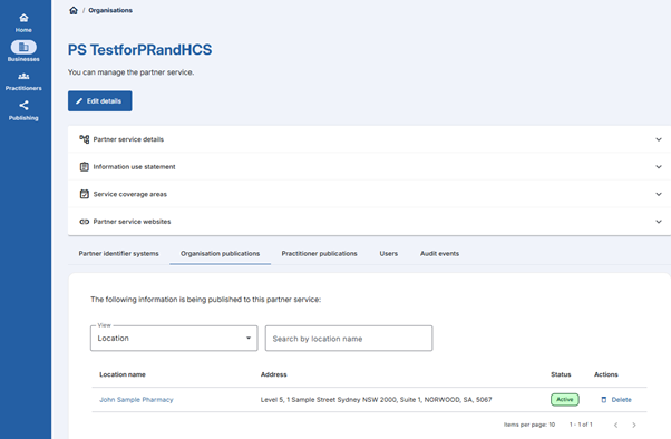Revoke published information screenshot